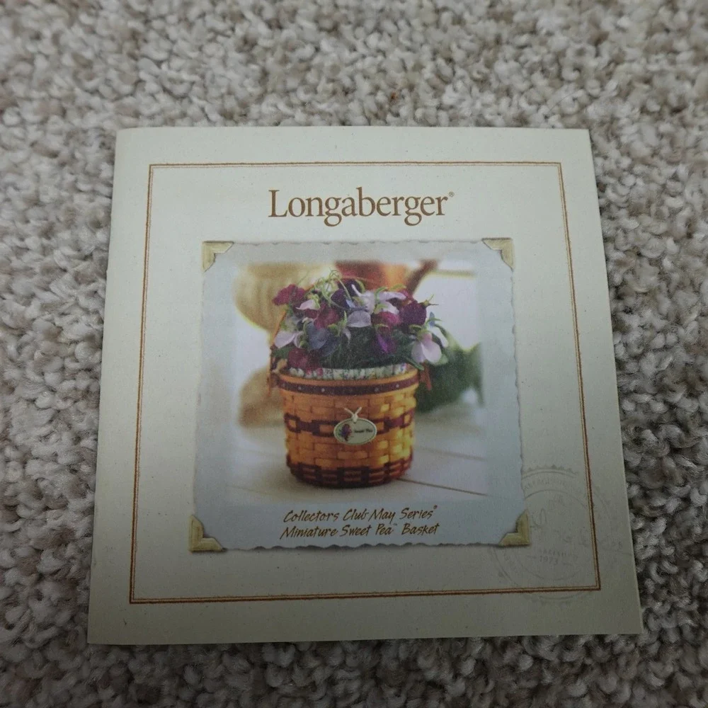 Longaberger 2008 Collectors Club May Series Miniature Sweet Pea Basket Set Boxed